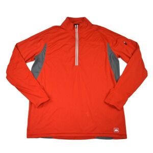 REI Mens XL Red Grey Quarter Zip Pullover Long Sleeve Hiking Running Shirt